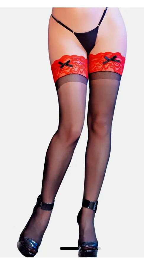 Bas autofixants avec dentelle rouge
