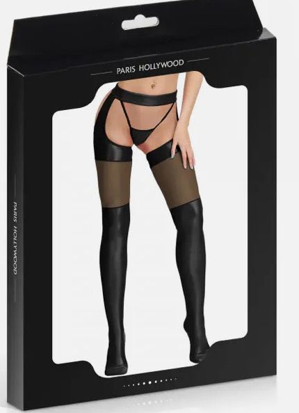 Collant string wetlook et maille