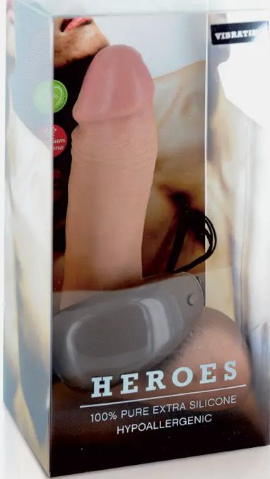 Heroes, gode ventouse réaliste vibrant en silicone extra pure 20cm
