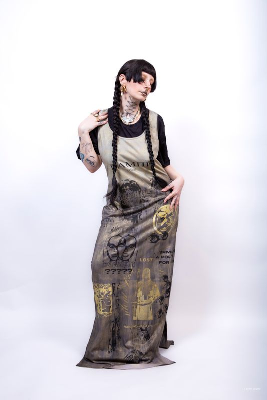 Long Dress Gold &amp; Black « VAMPIRE »