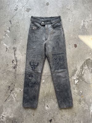 Pantalon cuir moto « FUCK STANDARD ETHICS »