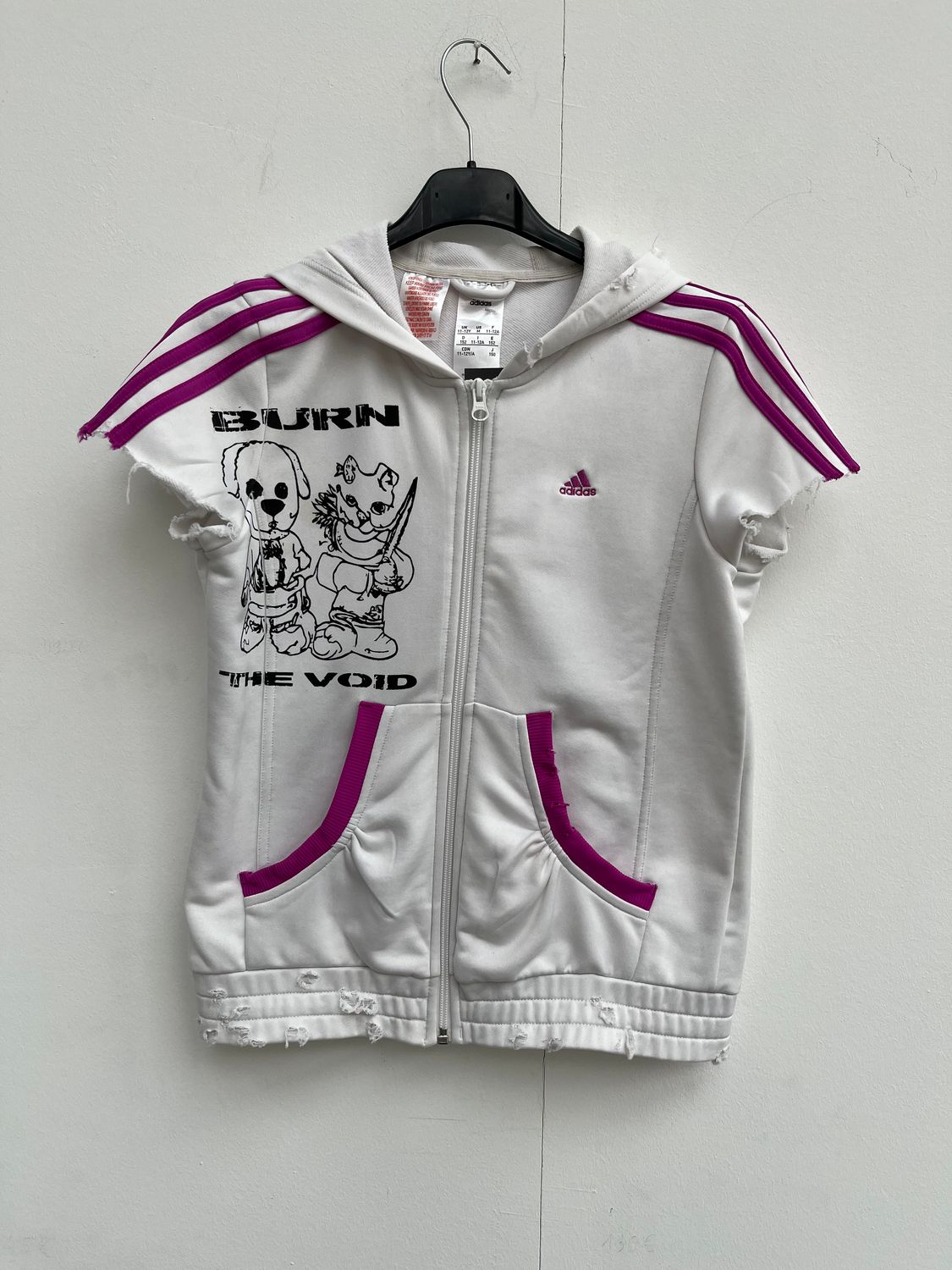 White Distressed Hoodie « PURPLE HAZE »