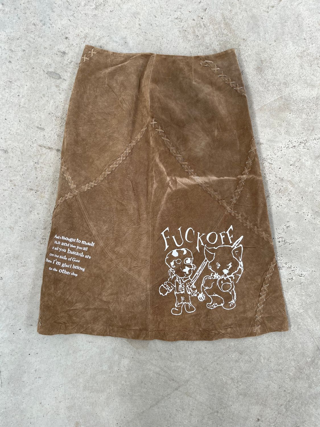 Leather Long Skirt «FUCKOFF»
