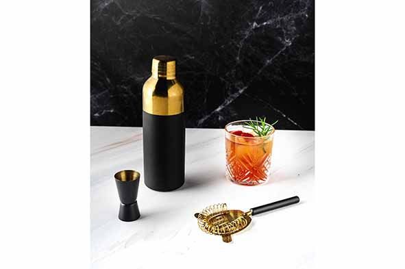 Cocktailset Shaker 550 ml – Zwart &amp; Goud