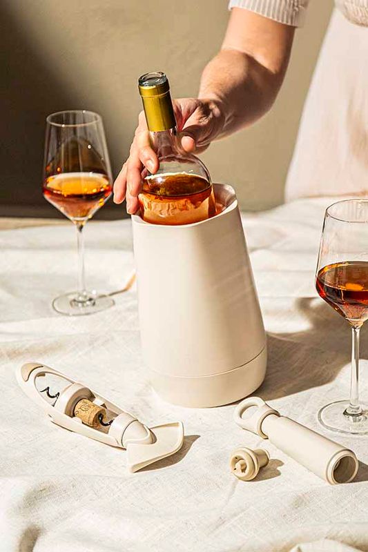 Vacu Vin Host Wijnset Sand – 4-delig met Wijnkoeler, Kurkentrekker, Saver &amp; Stopper