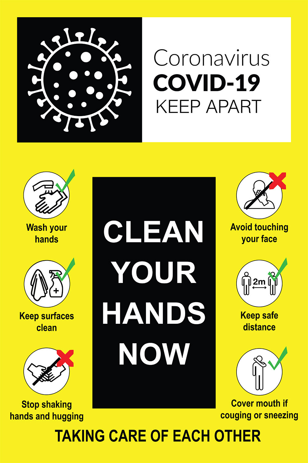 Clean Your Hands Now - PVC Sign 400x600mm