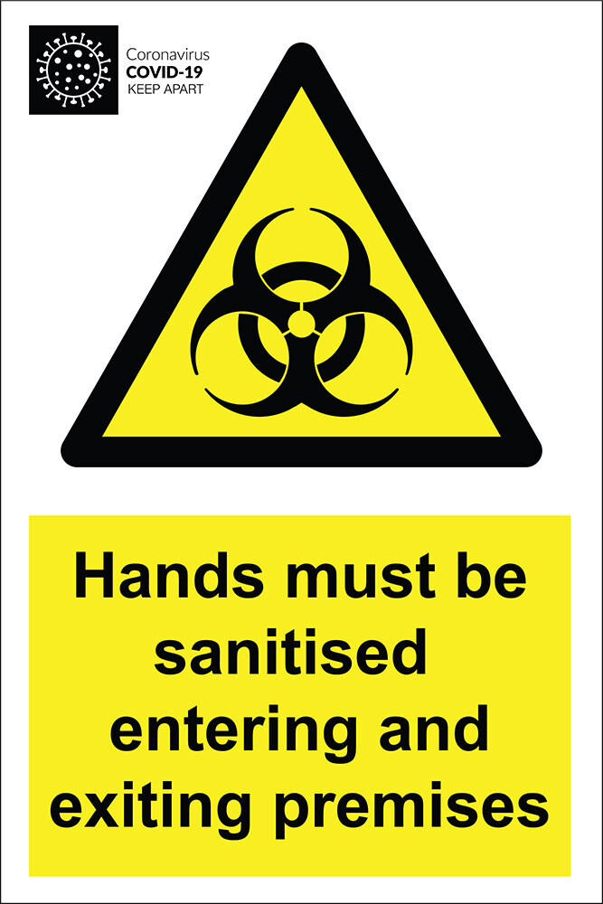 Hands must be sanitised - Aluminium Sign 200x300mm
