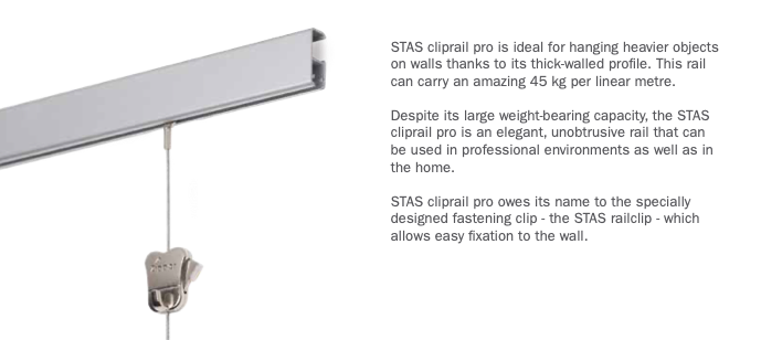 2m White Stas Clip Rail Pro(up to 20kg)