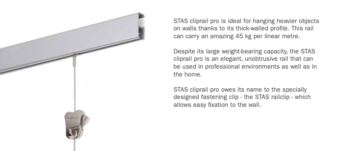 2m White Stas Clip Rail Pro(up to 45kg)