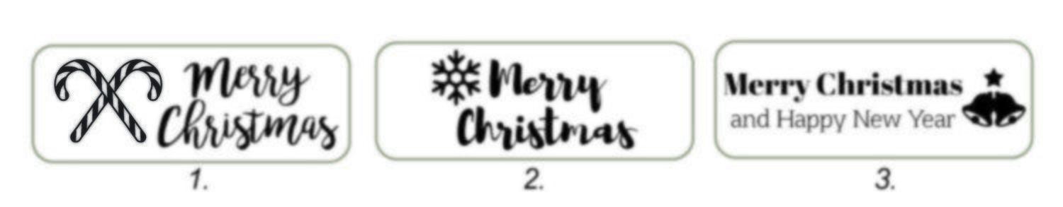 Merry Christmas Stamp (Red/Blue/Green or Black text) 38 x 14mm