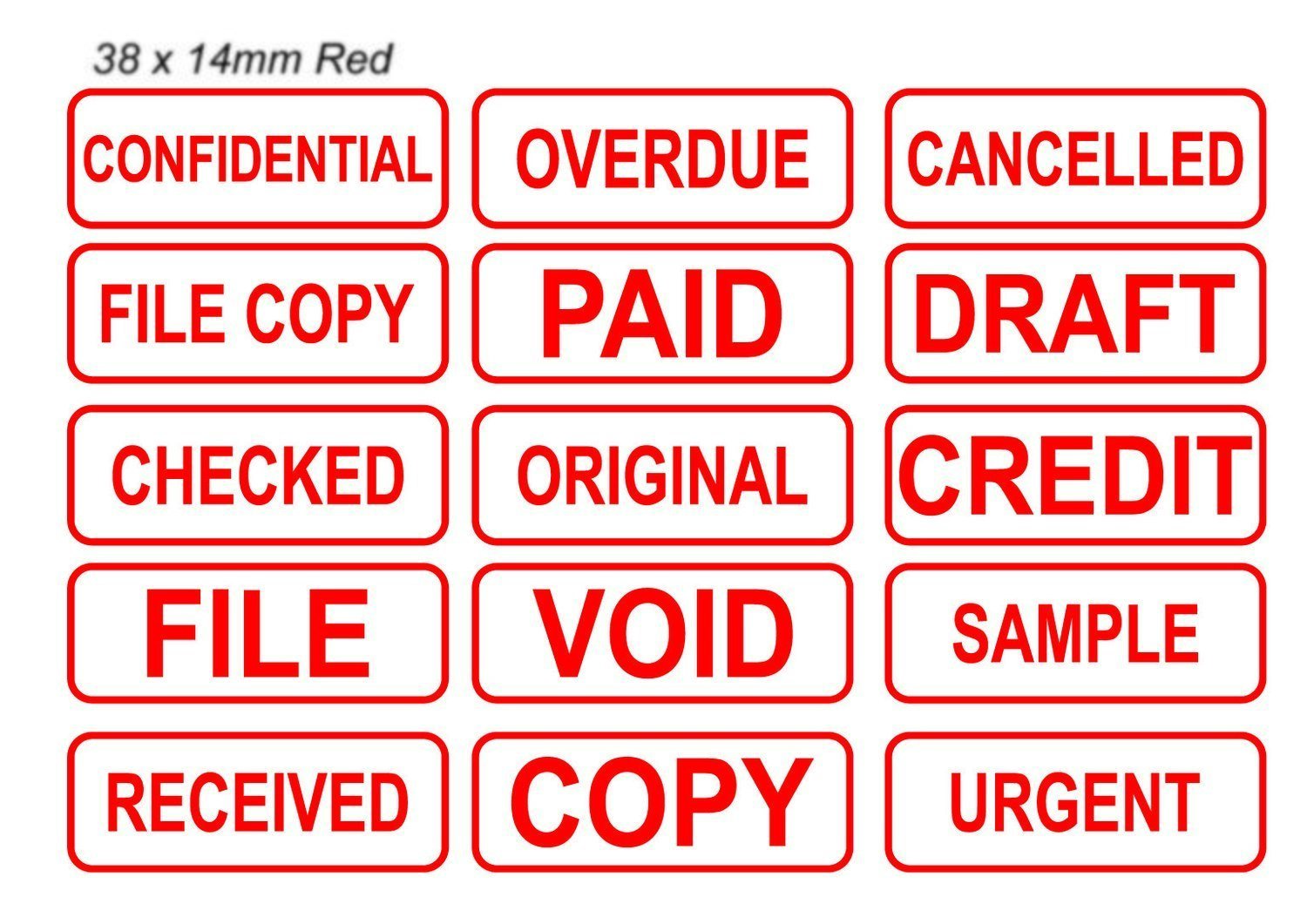 Office Stock Stamps (Red/Blue/Green or Black text) 38 x 14mm