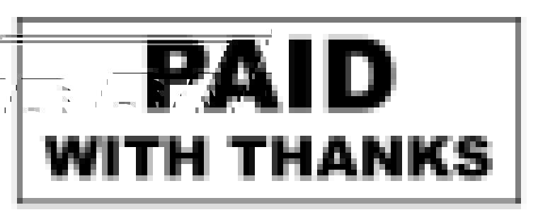 Paid with thanks stamp (Red/Blue or Black)
