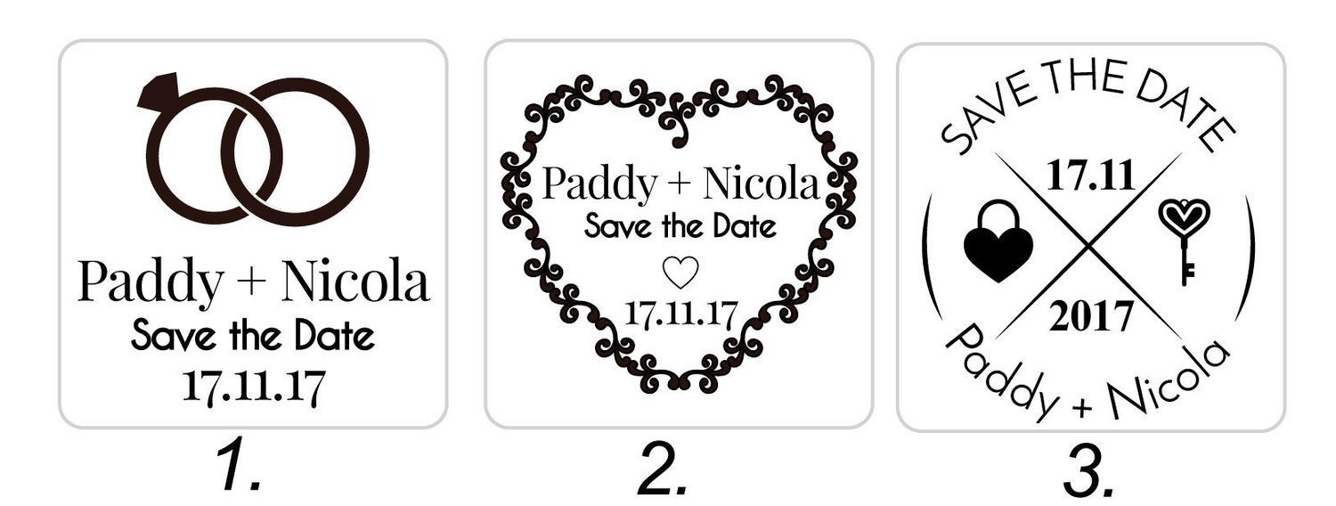 Wedding Stamps (Red/Blue or Black text) 40/40mm