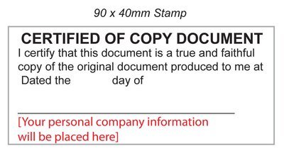 Certified of Copy Document Stamp 40/90mm