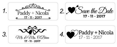 Wedding Stamps (Red/Blue or Black text) 60/22mm