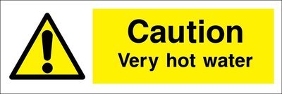 300 x 100mm Caution very hot water sign