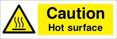 300 x 100mm Caution hot surface sign