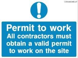 600 x 400mm Permit to work sign