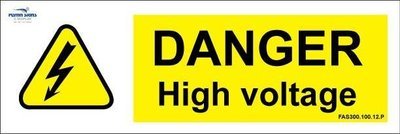 300 x 100mm Danger high voltage sign