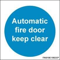 100 x 100mm Automatic fire door keep clear sticker