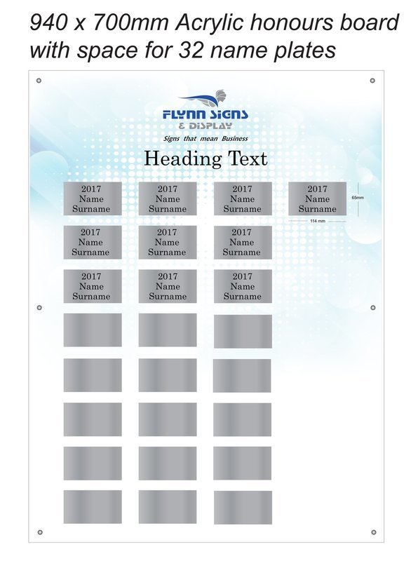 700 x 940 mm Contemporary Rectangle Acrylic Honours Board