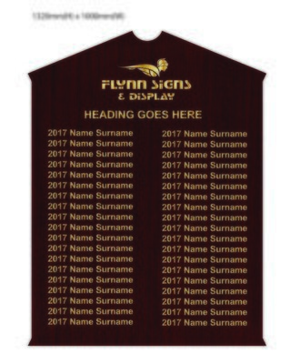 1250 x 1000mm Traditional Apexed Honours Board