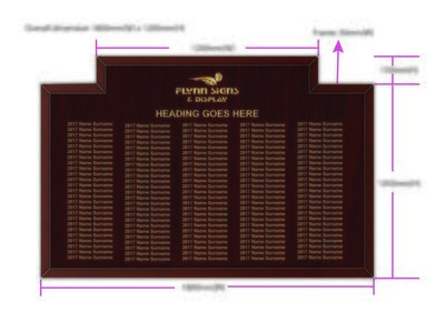1800 x 1050 mm Traditional Bespoke Top Honours Board