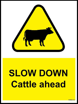300 x 400mm Slow down cattle ahead sign