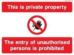 600 x 400mm This is a private property sign