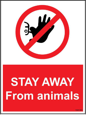 300 x 400mm Stay away from animals sign