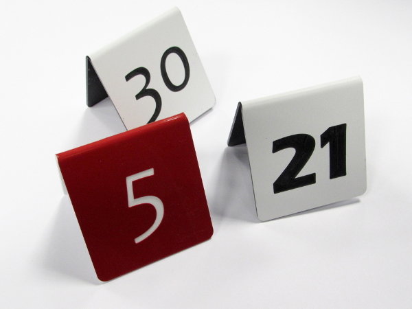 1 - 10 Table Number signs 50 x 50mm
