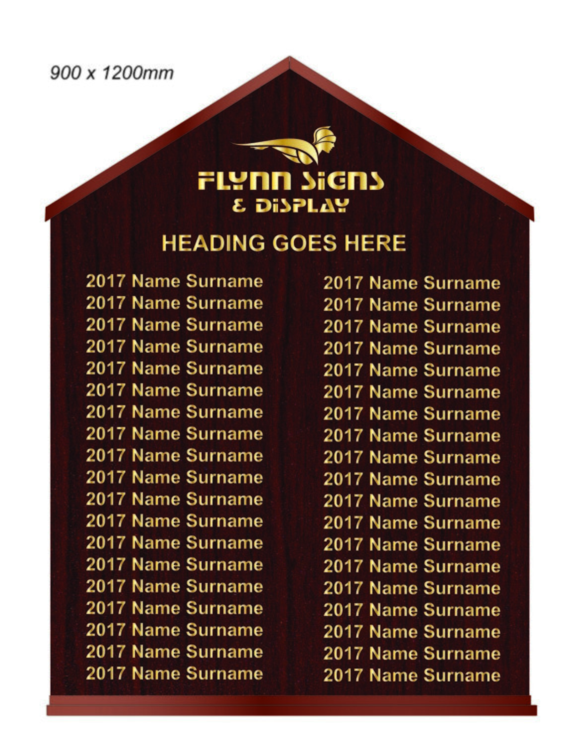 900 x 1200 mm Traditional Apexed Honours Board