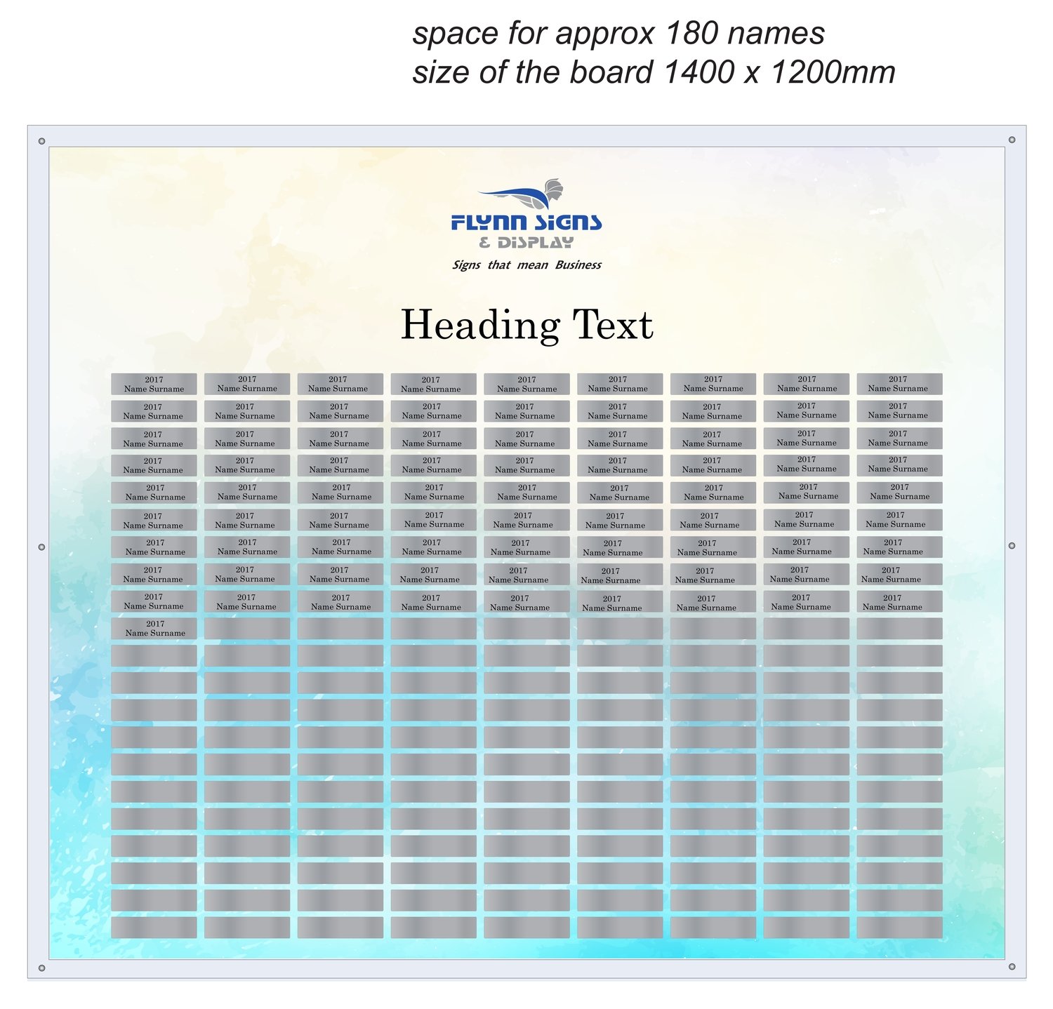 1400 x 1200mm Contemporary Rectangle Acrylic Honours Board