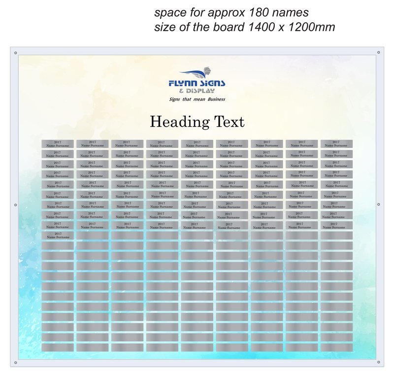 1400 x 1200mm Contemporary Rectangle Acrylic Honours Board