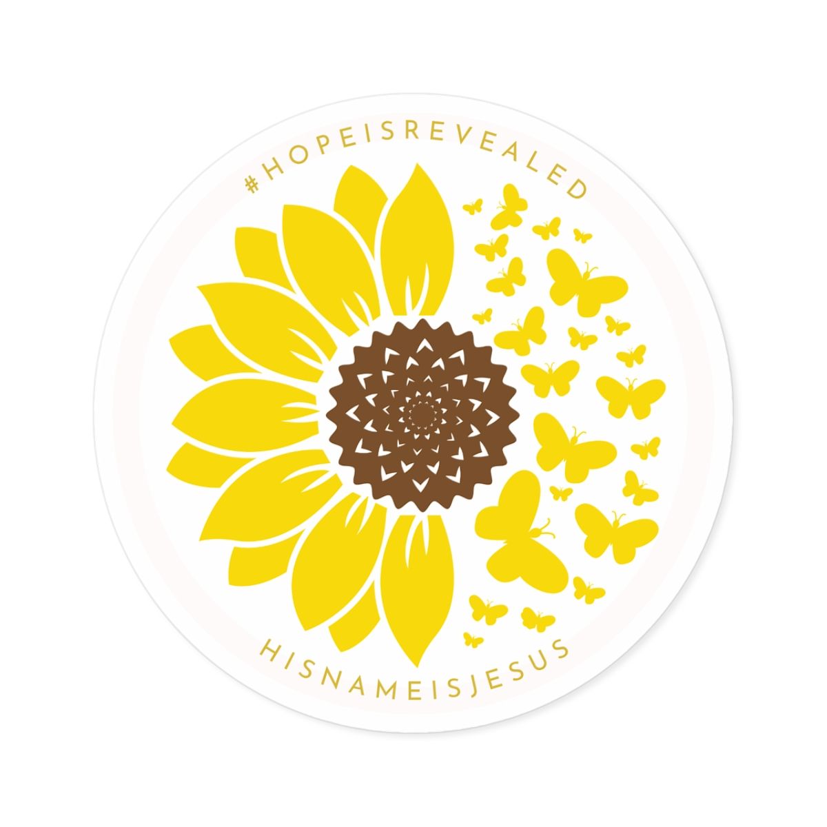 Hope is Revealed | Sunflower Sticker | Christian Inspirational Round Stickers | Revealed Book Series | Hope-Themed Decor | Faith-Based Gifts