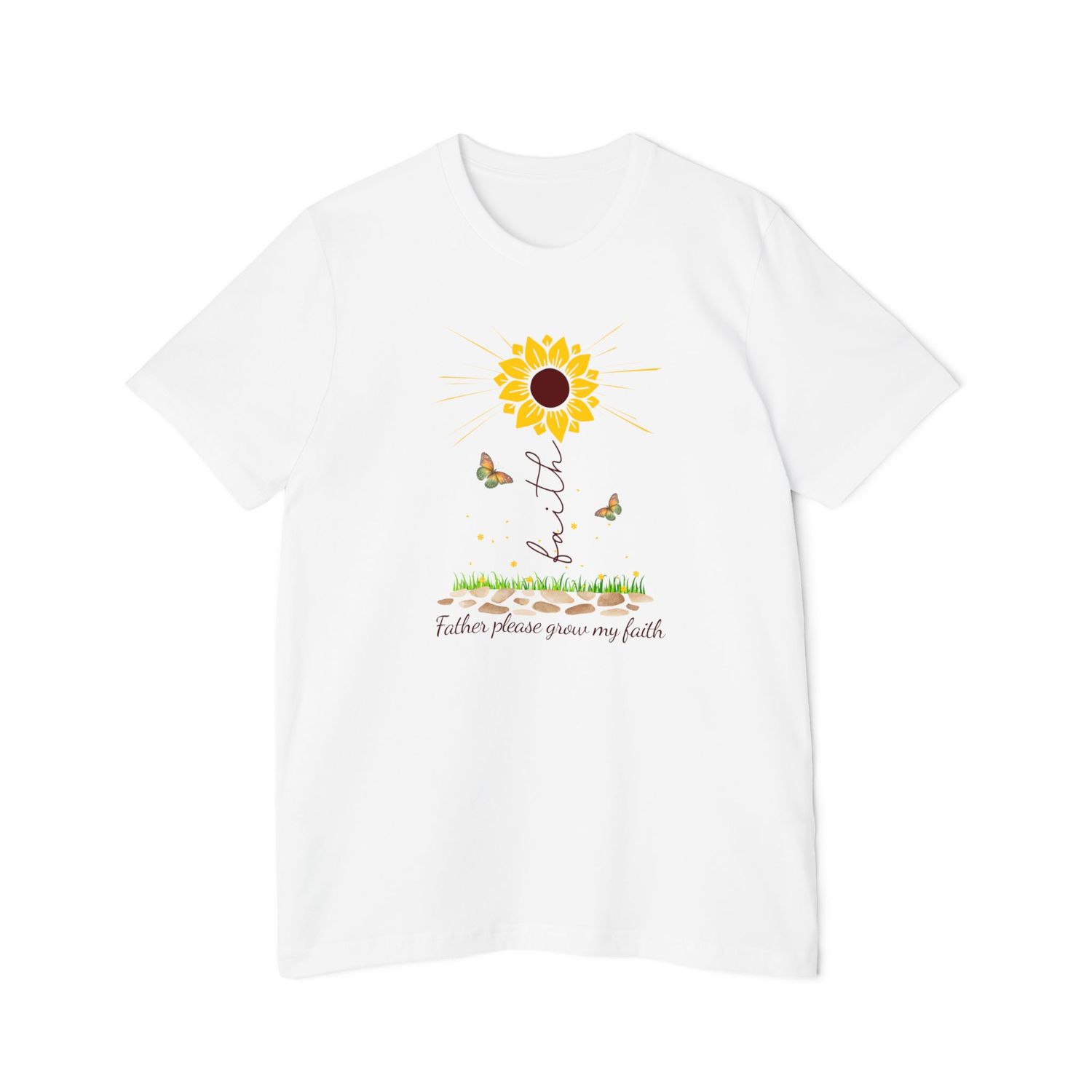 Revealed Sunflower Faith T-Shirt, Inspirational Tee | Unisex Casual Wear | Bella+Canvas | Faith-Based Apparel | Faith over Fear, Colors: White