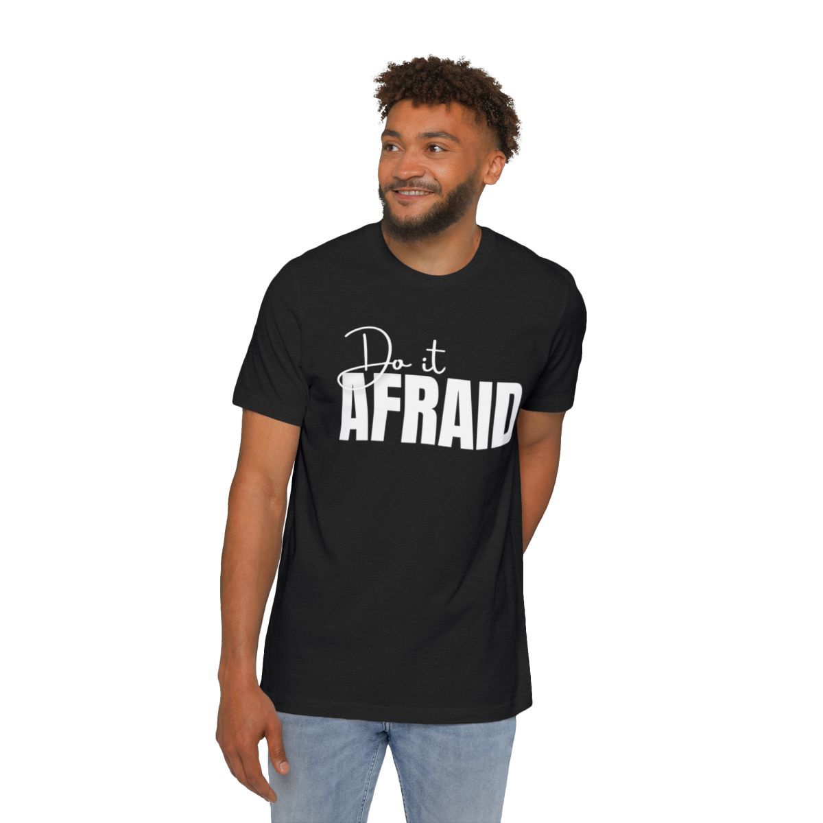 Revealed USA-Made Minimalist Unisex T-Shirt with 'Do It Afraid' Design | Casual Tee | Gift for Motivation | Everyday Wear | Summer Apparel, Colors: Solid Black Blend, Sizes: XS