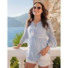 Florida Embroidered Tie Front Top, Color: Blue, Size: 6