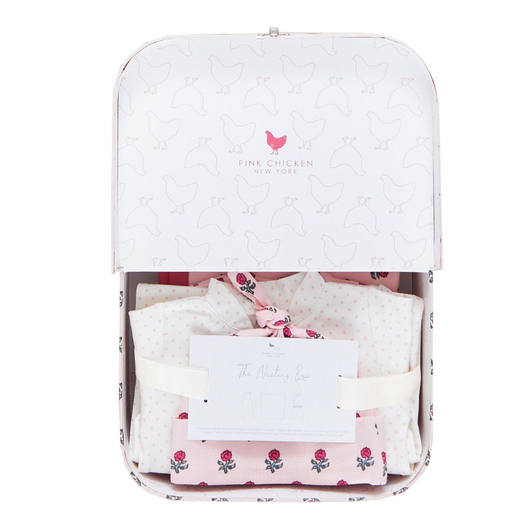 nesting box - light pink tiny flower block print, Color: light pink tiny flower block print, Size: 3/6M