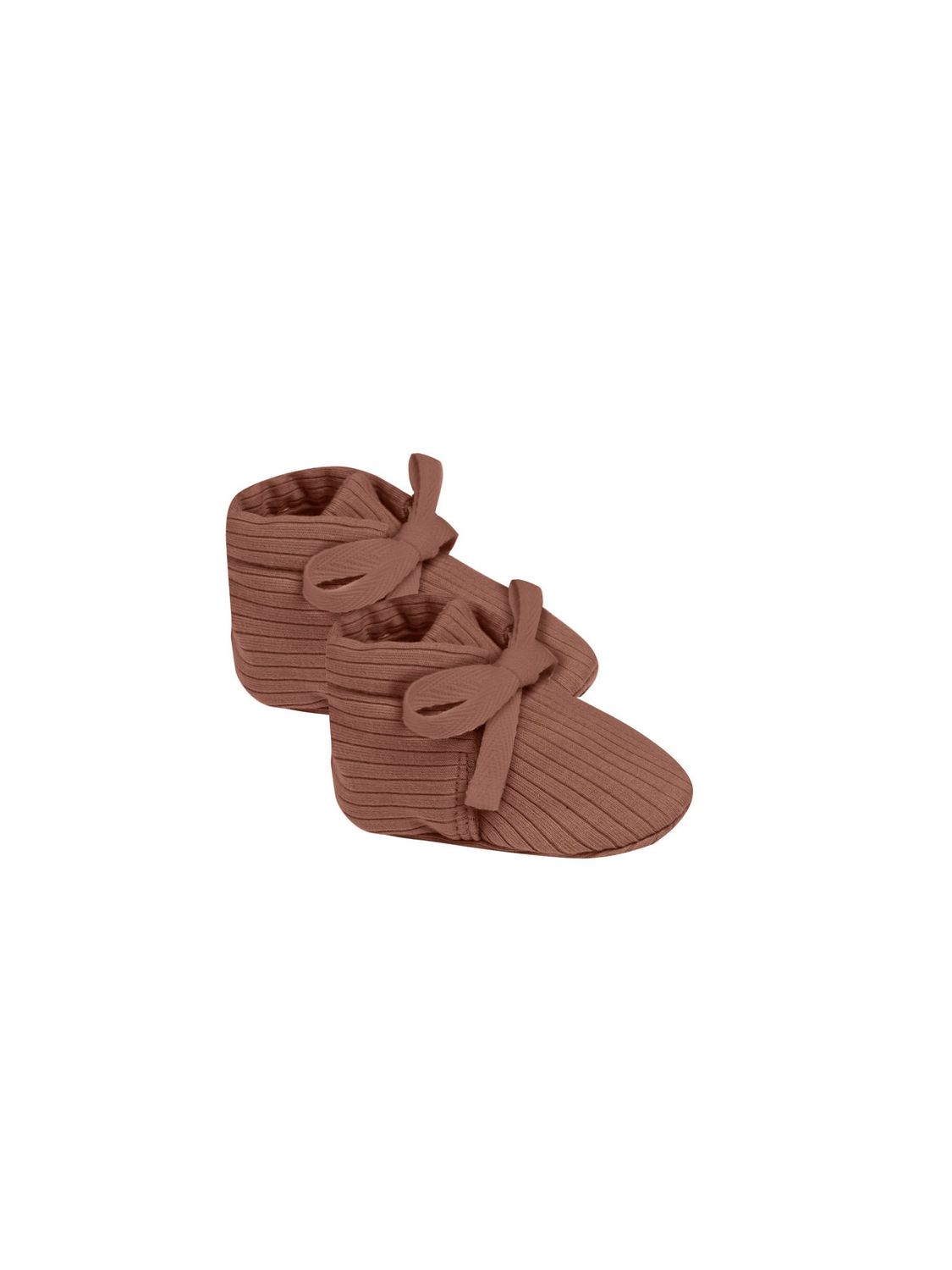 Ribbed Baby Booties, Color: Pecan, Size: 0-3M