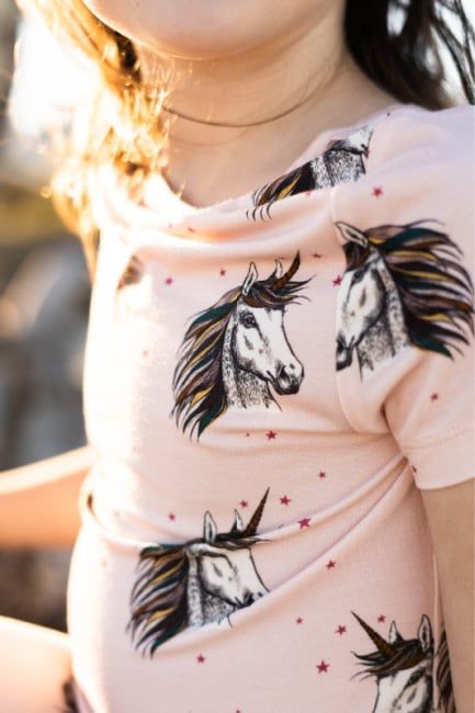 Kids Bamboo PJ Set, Color: Unicorns, Size: 18-24M