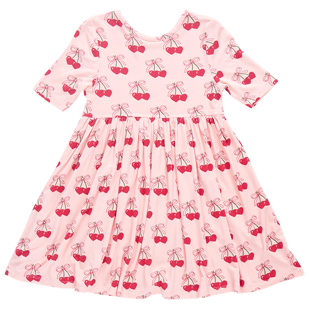 Bamboo Steph Dress, Color: Cherry Hearts, Size: 2Y