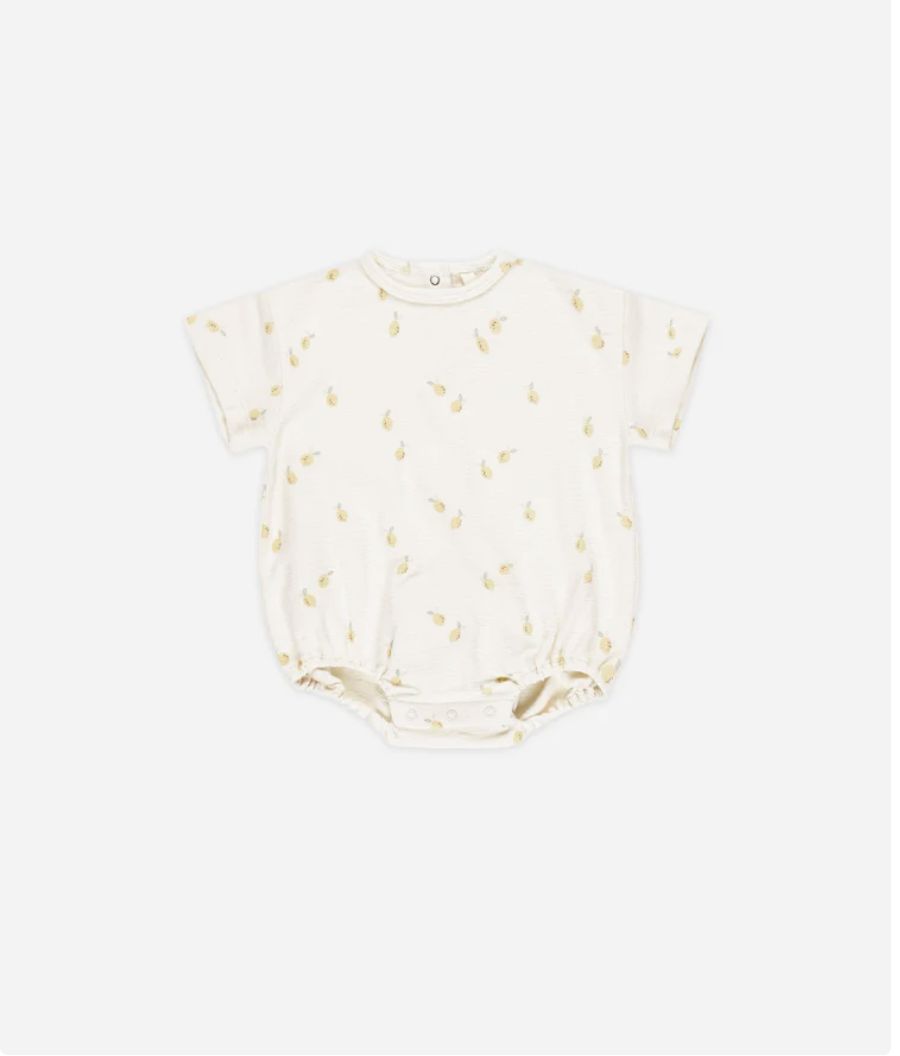 Relaxed Short Sleeve Romper, Color: Lemons, Size: 12-18M