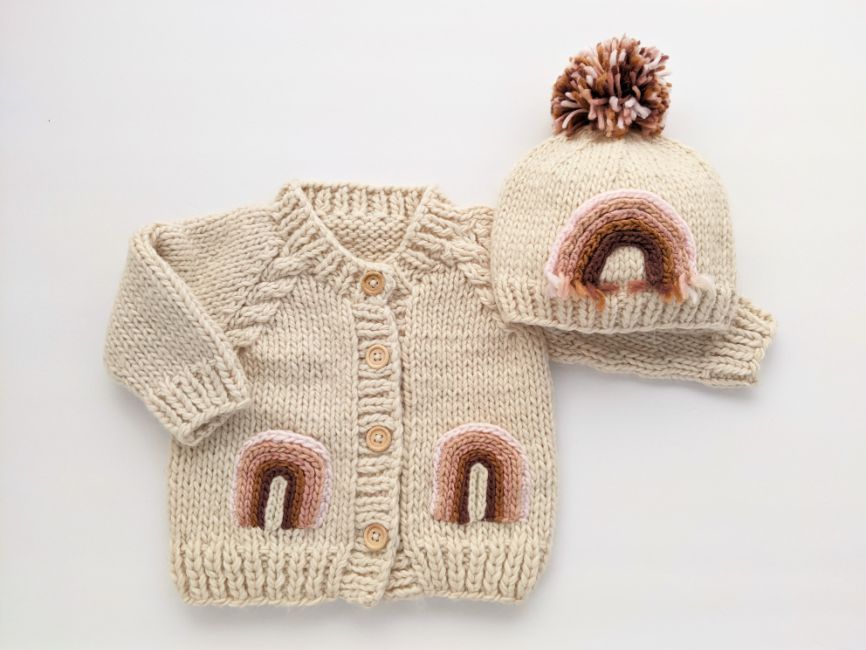 Gold Rainbow Knit Beanie