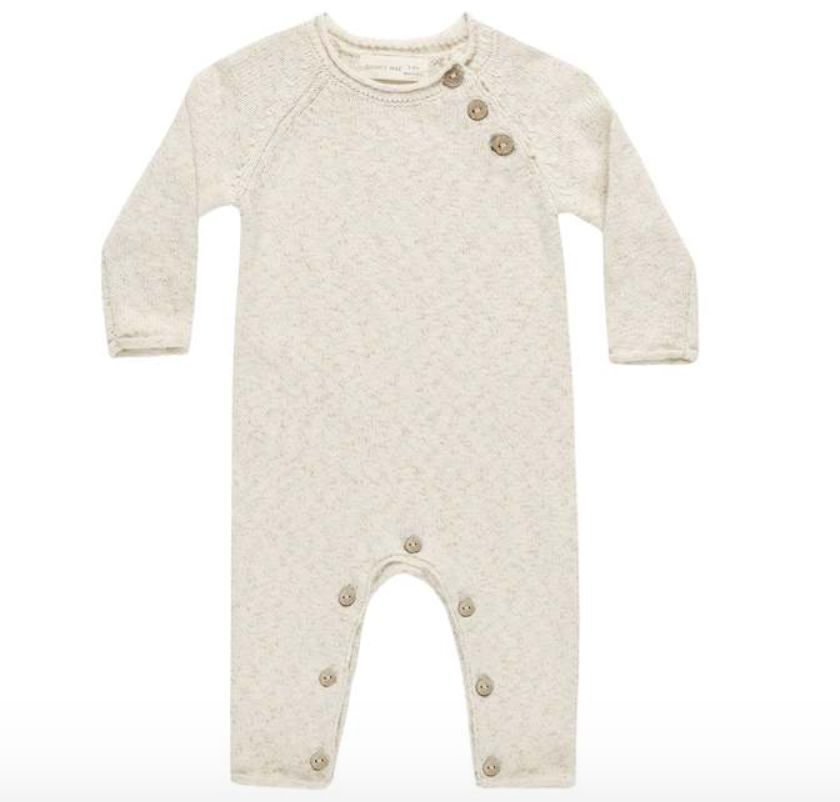 COZY HEATHER KNIT JUMPSUIT || SPECKLED NATURAL