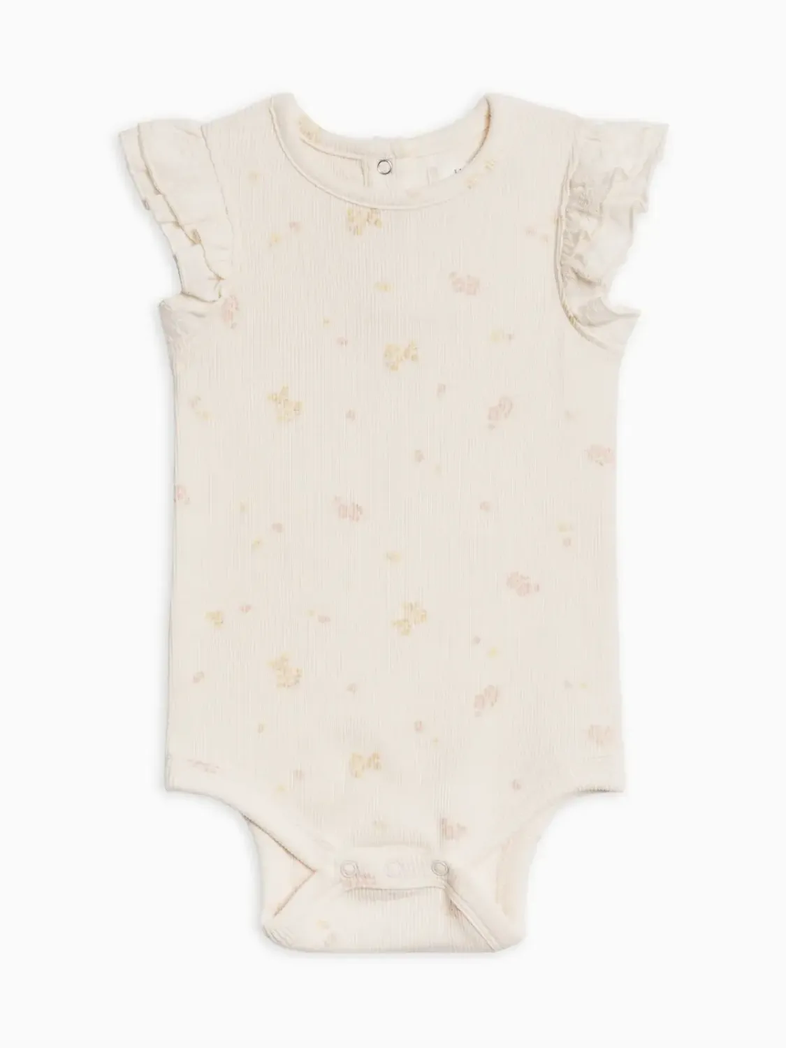 Maggie Ribbed SS Bodysuit with Eyelet Ruffle