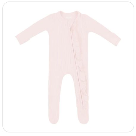 Ribbed Ruffle Zipper Footie