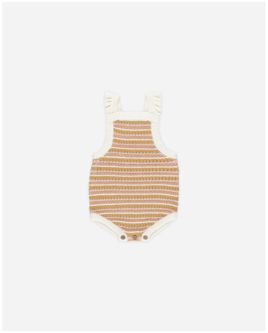 Crochet Romper Pink Stripe 6-12M