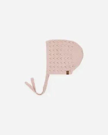 Pointelle Knit Bonnet Bubblegum 0-3M