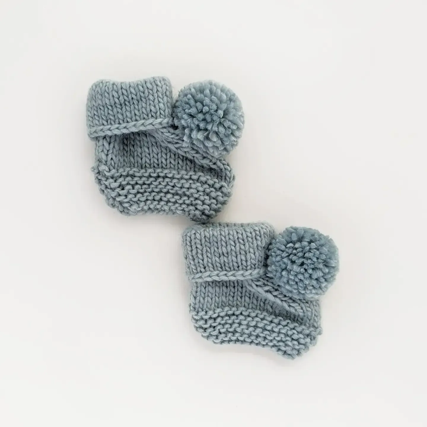 Garter Stitch Booties, Color: Surf Blue, Size: 0-6M